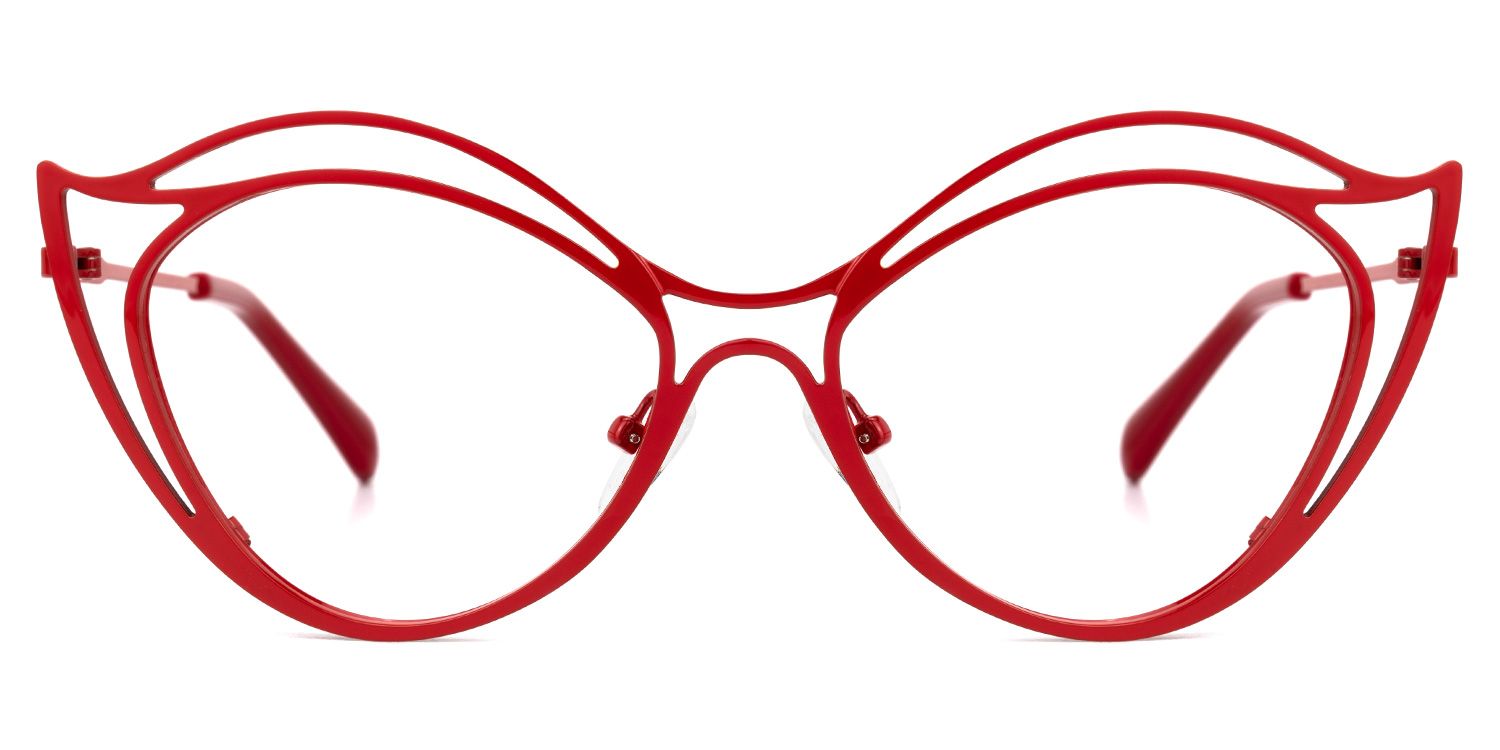 Hilleary - Geometric Red Eyeglasses | Vooglam Angle View