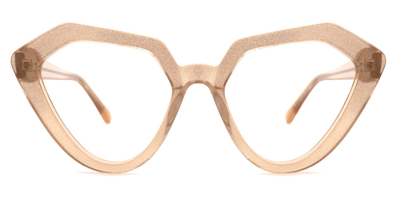 Farhana - Geometric Brown Eyeglasses | Vooglam Angle View