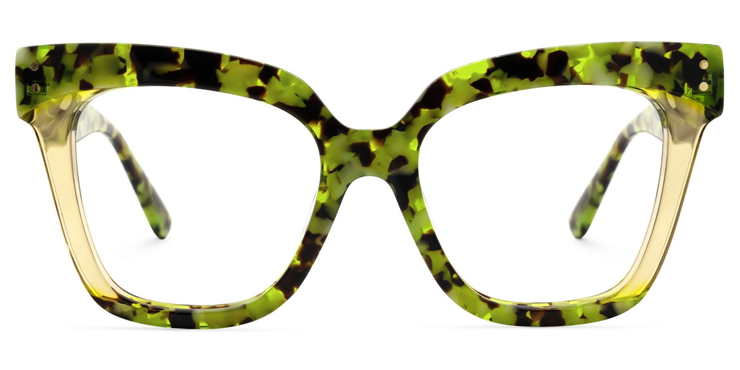 Osborne - Square Green/Tortoise Two-tone Eyeglasses | Vooglam Angle View
