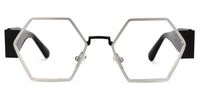Lizzy - Geometric Silver Eyeglasses | Vooglam Angle View
