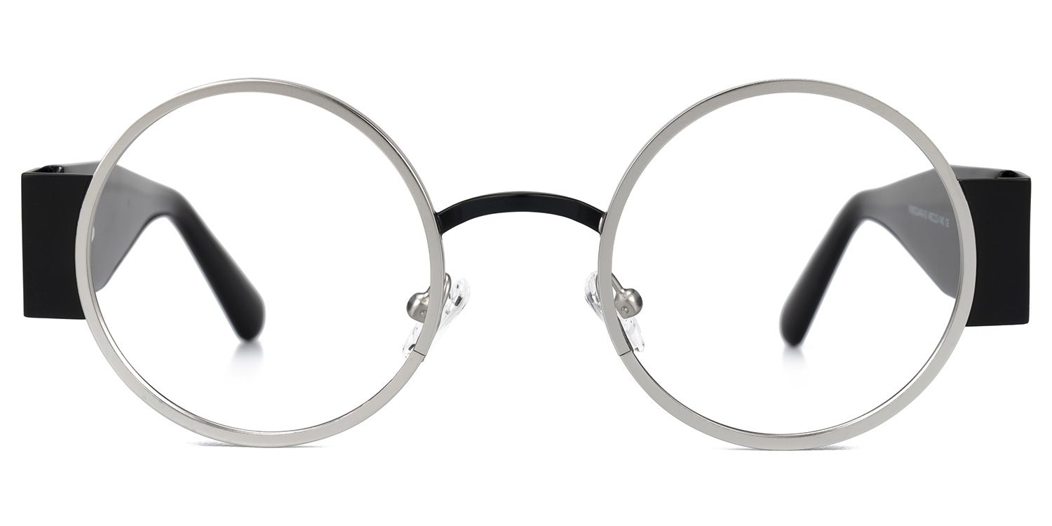 Ceballos - Round Silver Eyeglasses | Vooglam Angle View