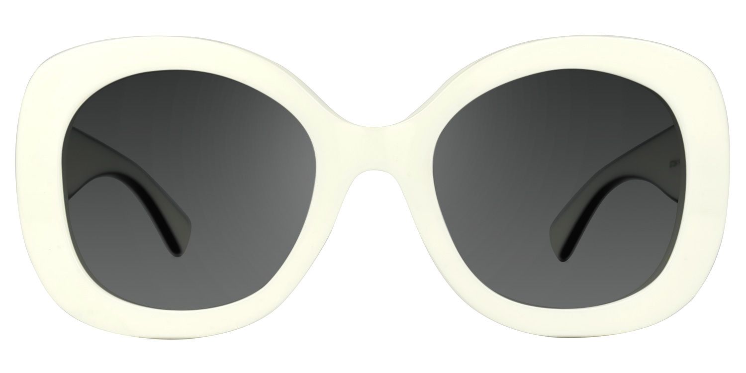 Luigina - Round White Sunglasses by Vooglam - Angle View