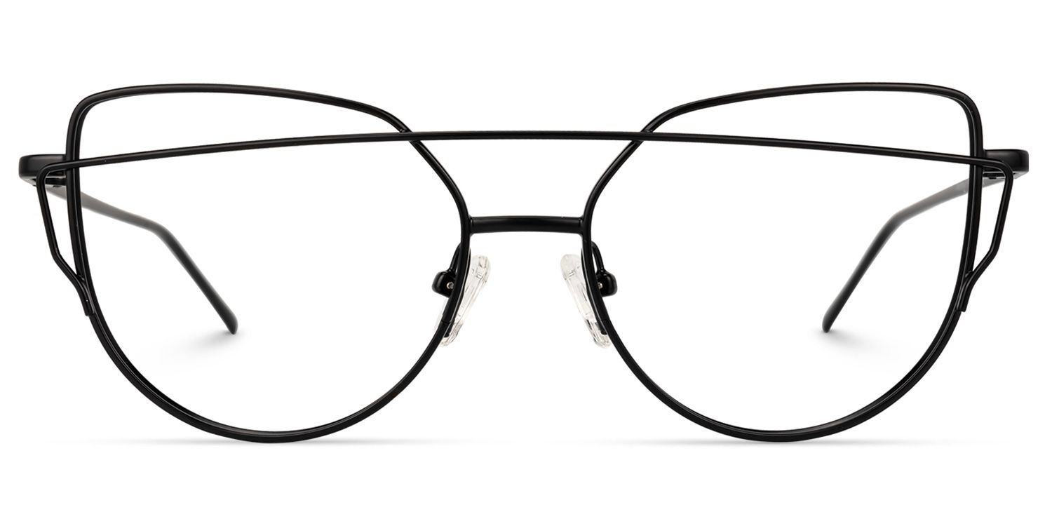 Selina - Aviator Black Eyeglasses | Vooglam Angle View
