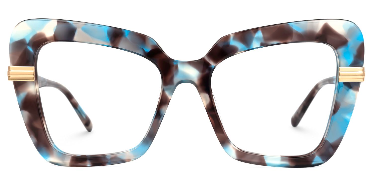 Nadda - Square Blue/Tortoise Eyeglasses by Vooglam - Angle View