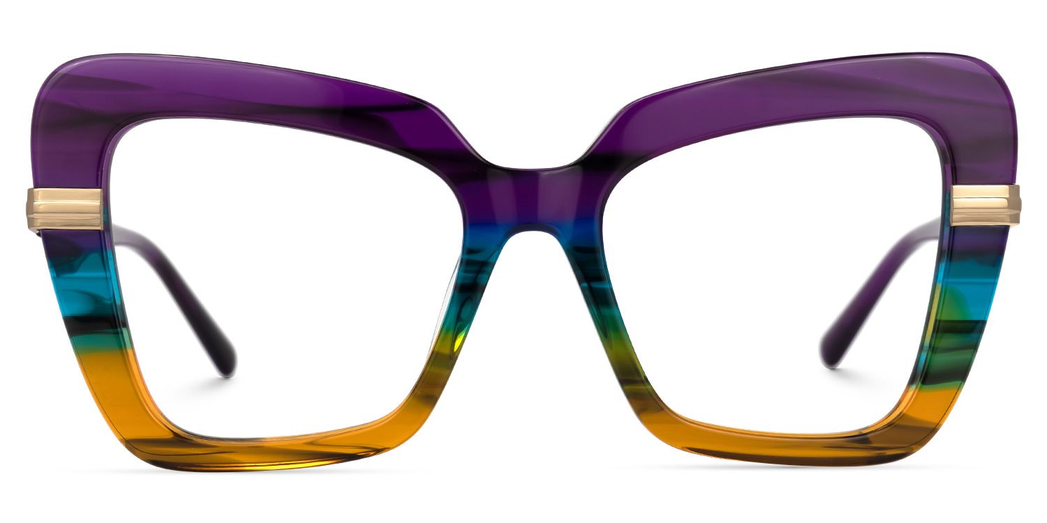 Nadda - Square Multicolor Eyeglasses by Vooglam - Angle View