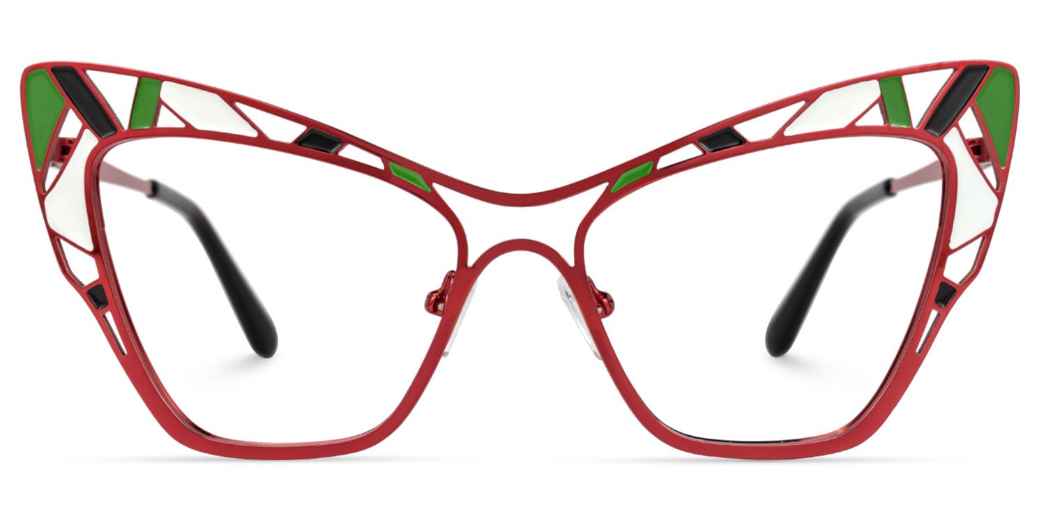 Aali - Cat Eye Red Eyeglasses | Vooglam Angle View