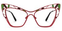 Aali - Cat Eye Red Eyeglasses | Vooglam Angle View