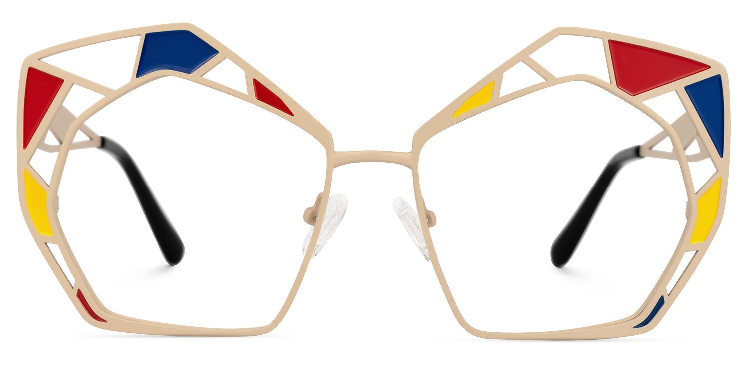 Crumbley - Geometric Brown Eyeglasses by Vooglam - Angle View