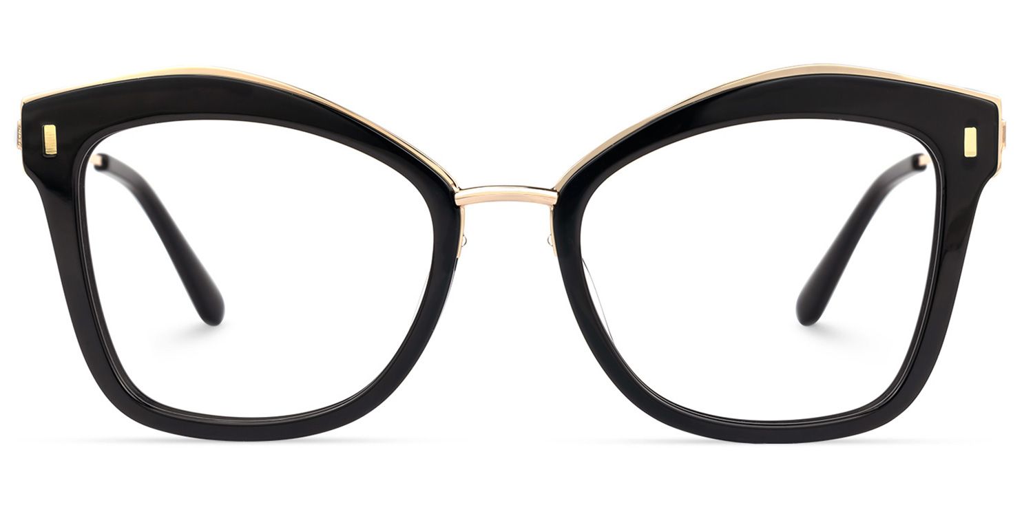 Abbey - Butterfly Black Eyeglasses | Vooglam Angle View