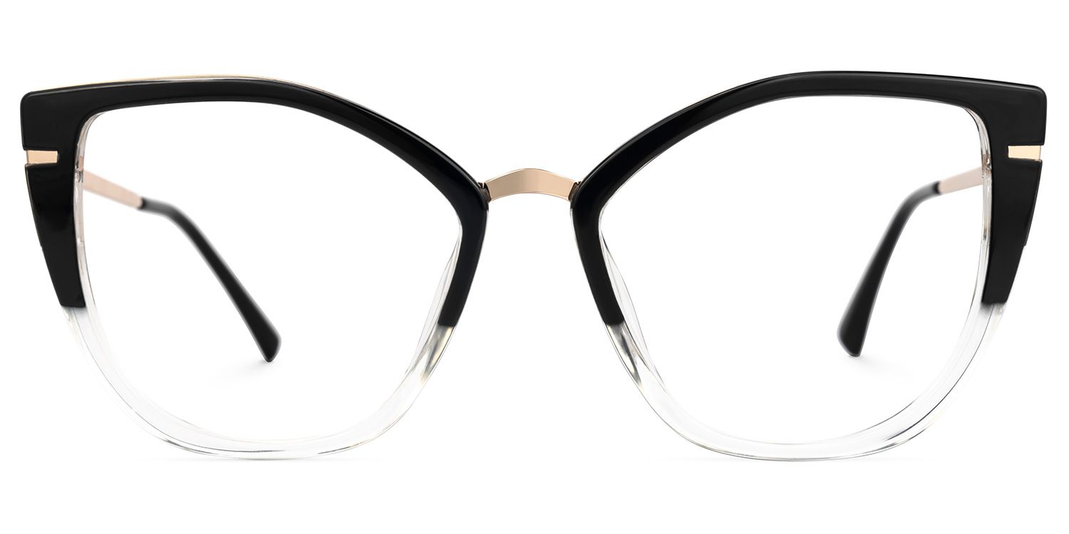 Abena - Cat Eye Black/Crystal Two-tone Eyeglasses by Vooglam - Angle View