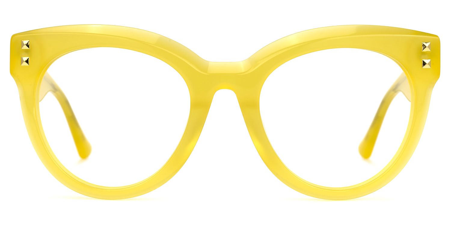 Abdiel - Round Yellow Eyeglasses | Vooglam Angle View