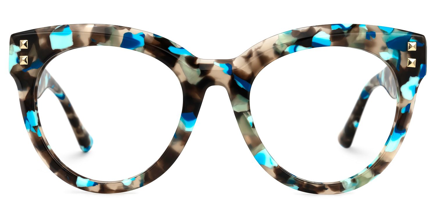 Abdiel - Round Blue/Tortoise Eyeglasses | Vooglam Angle View