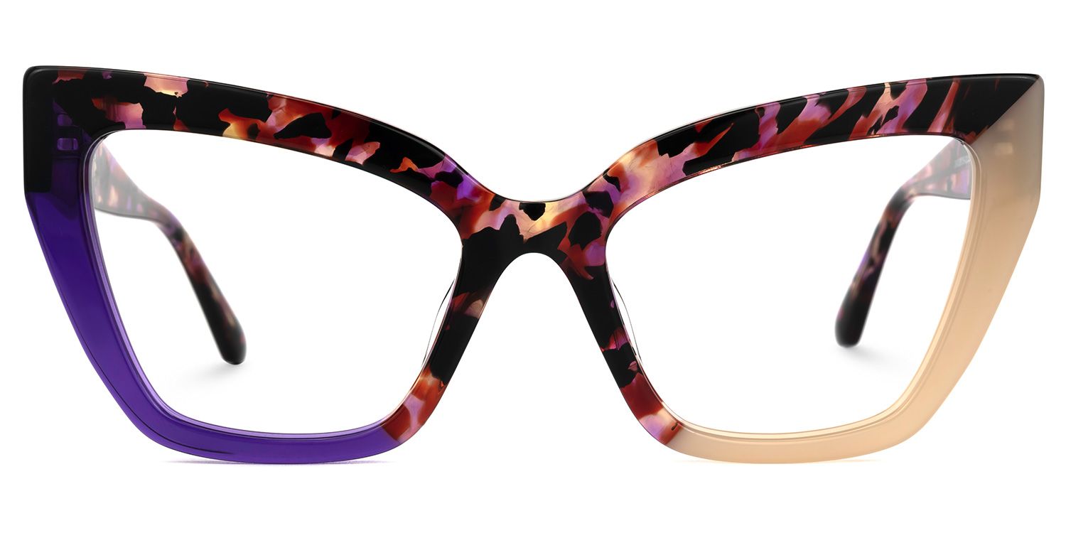 Abby - Cat Eye Purple/Tortoise Eyeglasses | Vooglam Angle View