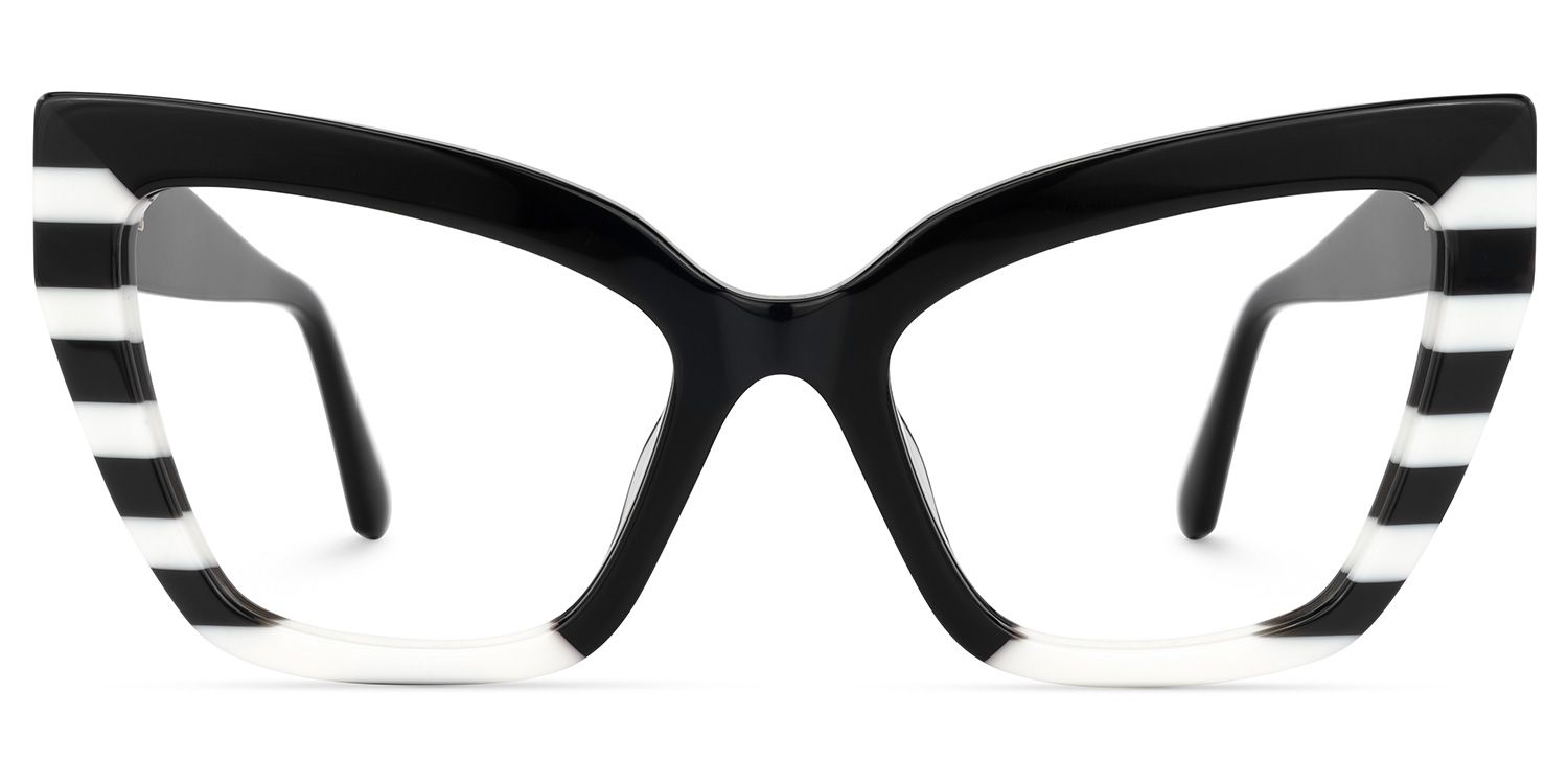 Abby - Cat Eye Black/White Eyeglasses | Vooglam Angle View