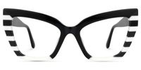 Abby - Cat Eye Black/White Eyeglasses | Vooglam Angle View