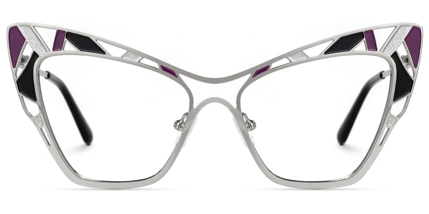 Aali - Cat Eye Grey Eyeglasses | Vooglam Angle View