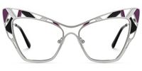 Aali - Cat Eye Grey Eyeglasses | Vooglam Angle View