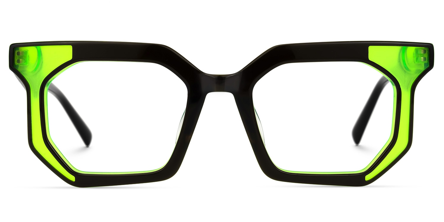 

Abetzi - Rectangle Black/Green Two-tone Eyeglasses