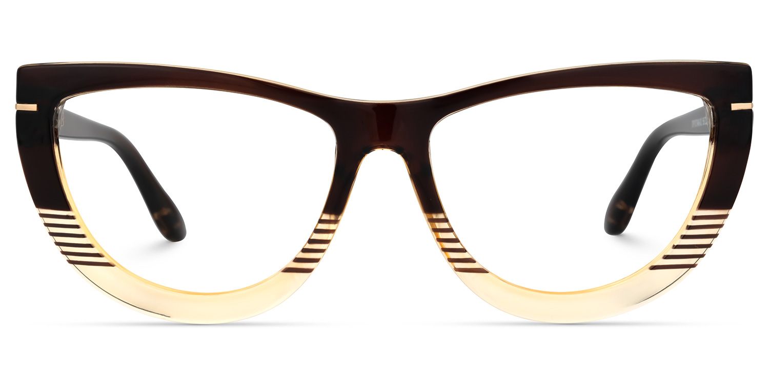 Rhea - Retro Brown Ombre Eyeglasses Tan Fade | Vooglam Angle View