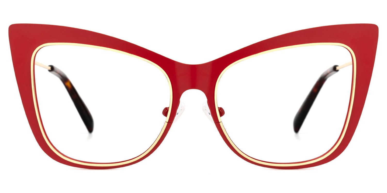 Abiba - Cat Eye Red Eyeglasses | Vooglam Angle View