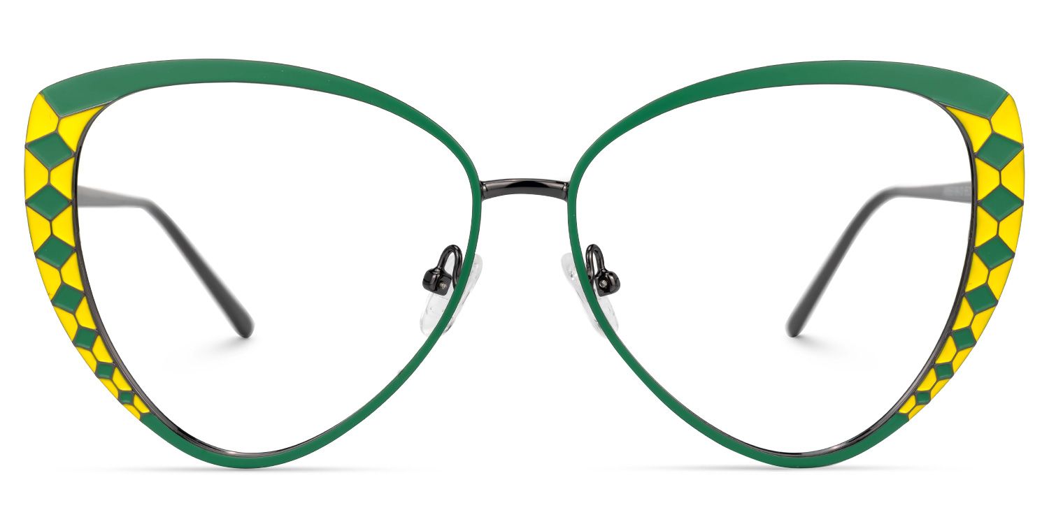 Tristan - Geometric Green Eyeglasses | Vooglam Angle View