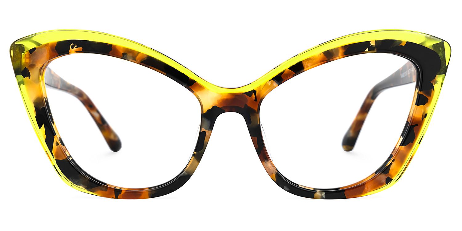 Gonzales - Cat Eye Yellow/Tortoise Eyeglasses | Vooglam Angle View