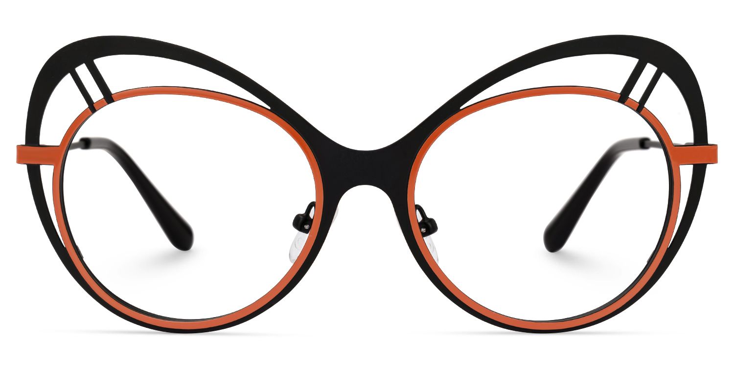 Abiyram - Cat Eye Black/Orange Eyeglasses | Vooglam Angle View