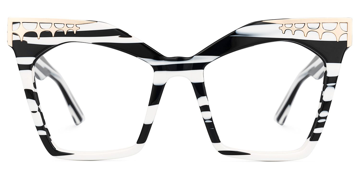 Berton - Square Black/White Eyeglasses | Vooglam Angle View