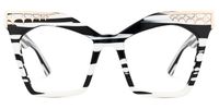 Berton - Square Black/White Eyeglasses | Vooglam Angle View