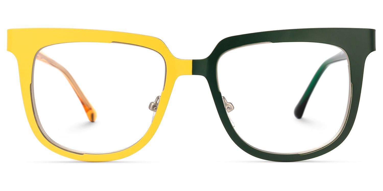 Abrina - Square Yellow Two-tone Eyeglasses | Vooglam Angle View