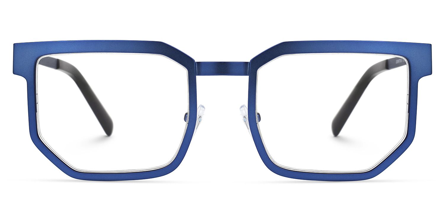 Resa - Rectangle Blue Eyeglasses | Vooglam Angle View