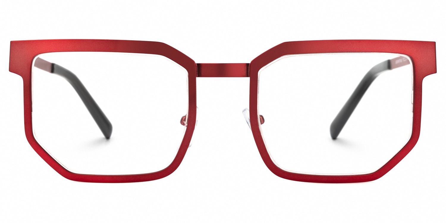 Resa - Eclectic Red Rectangle Designer Glasses | Vooglam Angle View