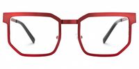 Resa - Eclectic Red Rectangle Designer Glasses | Vooglam Angle View