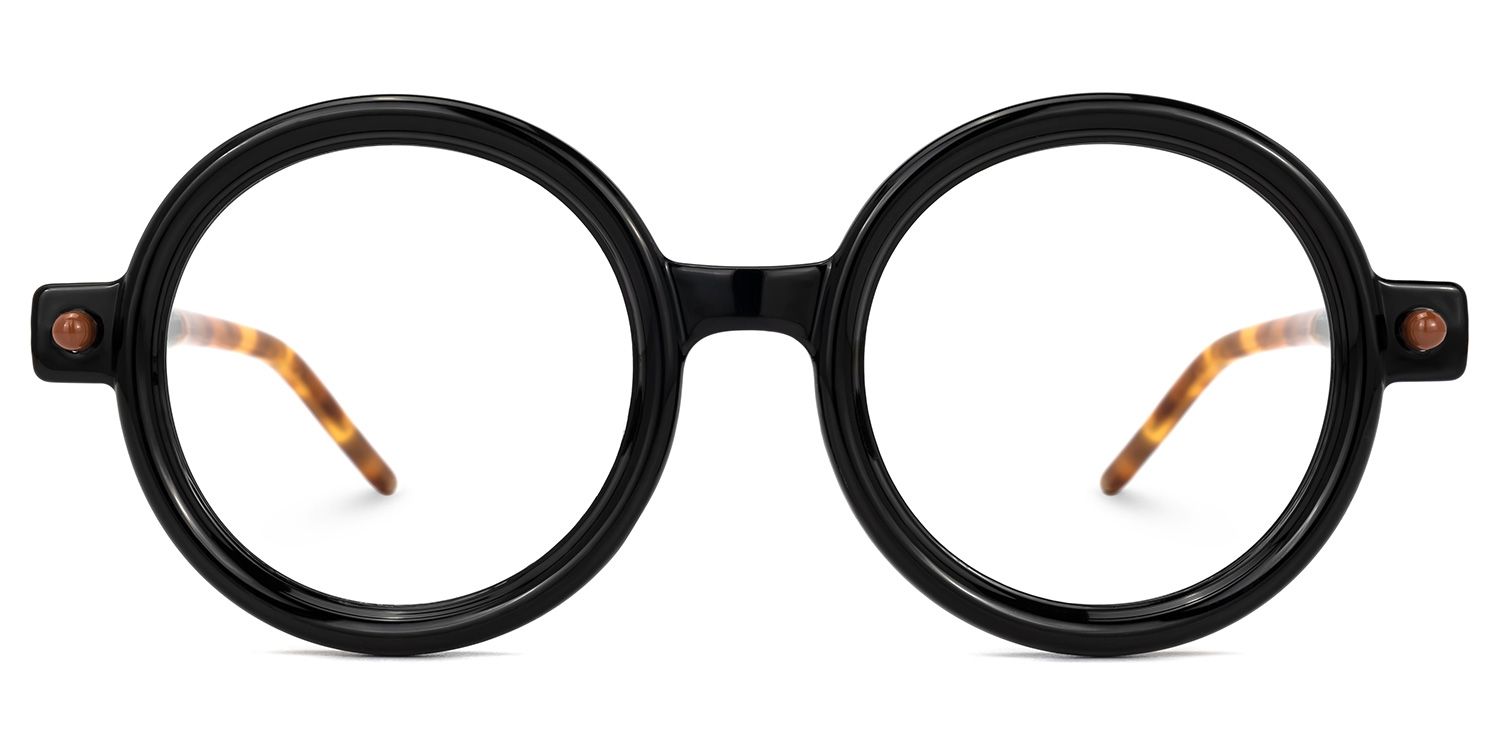 Acadia - Round Black Eyeglasses | Vooglam Angle View