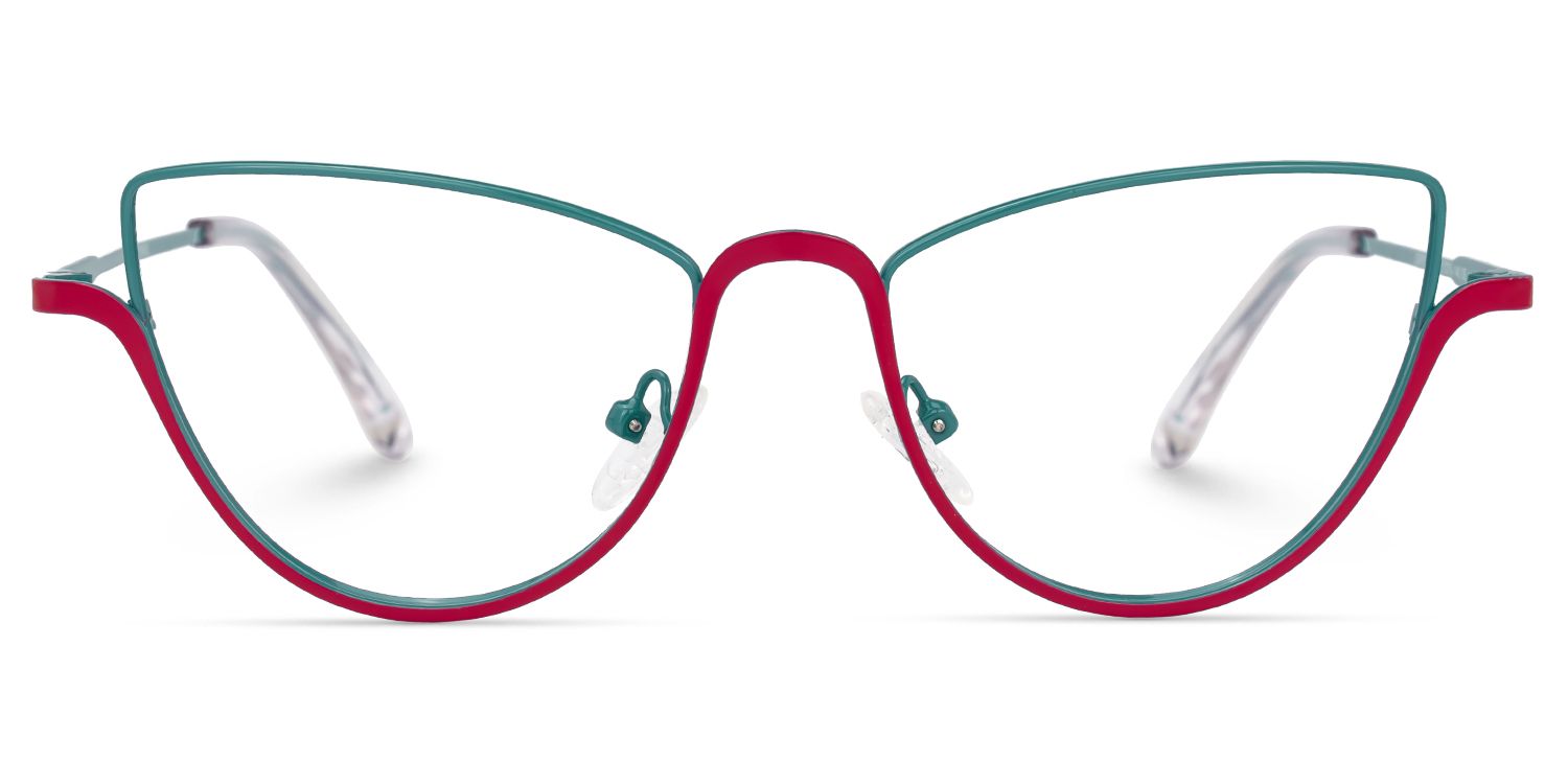 Acco - Cat Eye Red/Green Eyeglasses | Vooglam Angle View