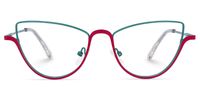 Acco - Cat Eye Red/Green Eyeglasses | Vooglam Angle View