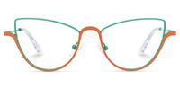 Acco - Cat Eye Orange/Green Eyeglasses | Vooglam Angle View