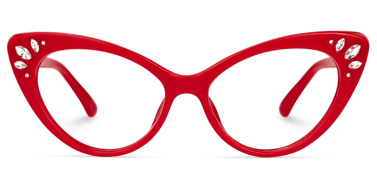 Achaia - Cat Eye Red Eyeglasses | Vooglam Angle View