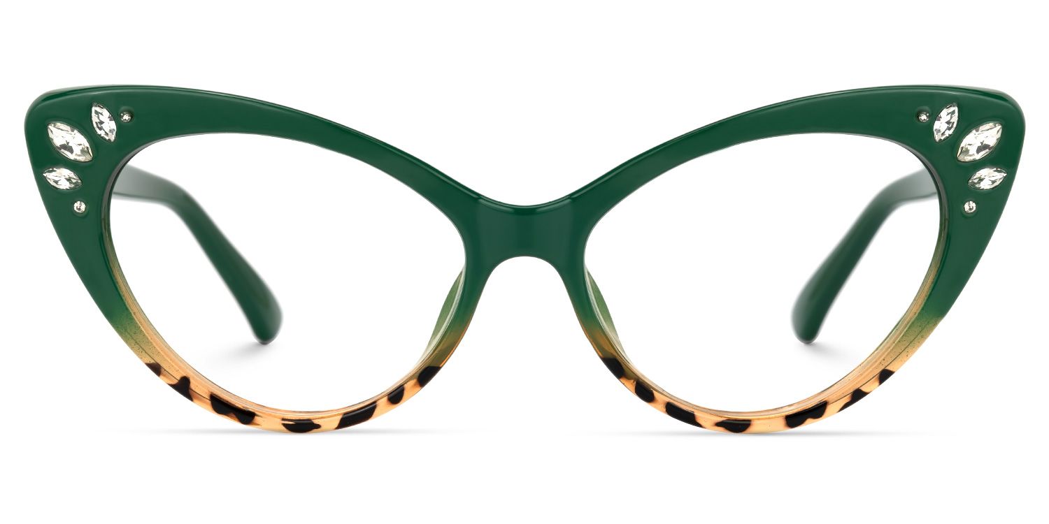 Achaia - Cat Eye Green/Tortoise Eyeglasses | Vooglam Angle View