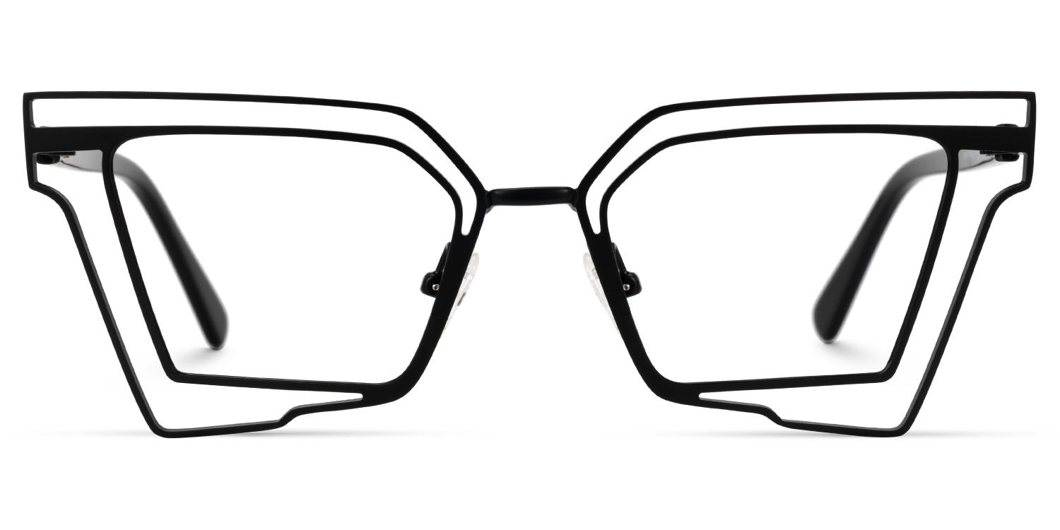Achava - Geometric Black Eyeglasses by Vooglam - Angle View