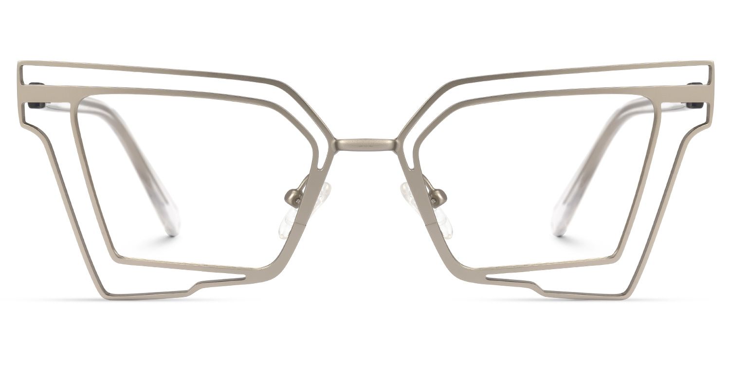 Achava - Geometric Silver Eyeglasses | Vooglam Angle View