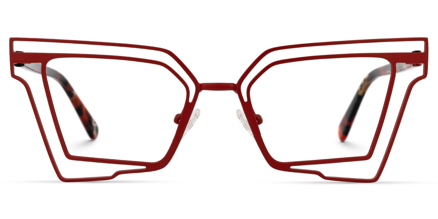 Achava - Geometric Red Eyeglasses | Vooglam Angle View