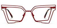 Achava - Geometric Red Eyeglasses | Vooglam Angle View