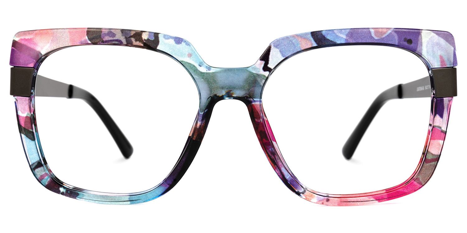 Abeni - Square Purple/Floral Eyeglasses | Vooglam Angle View