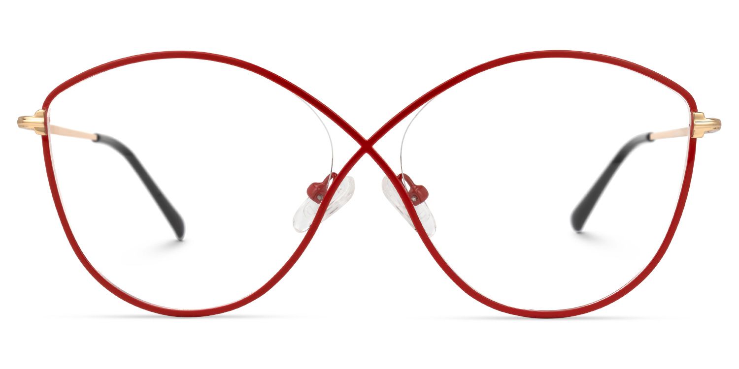Iliana - Butterfly Red Eyeglasses | Vooglam Angle View