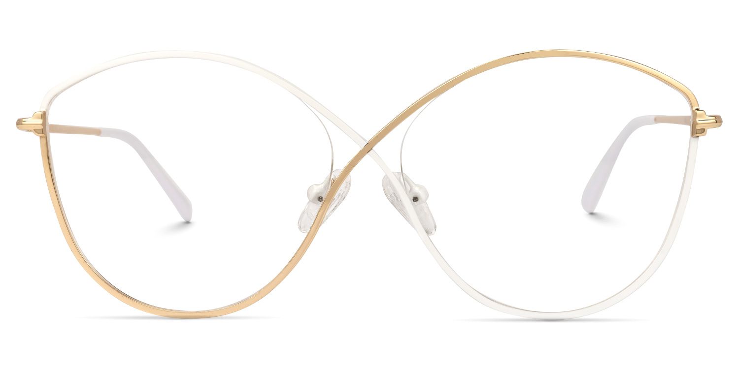 Iliana - Butterfly White/Gold Eyeglasses | Vooglam Angle View
