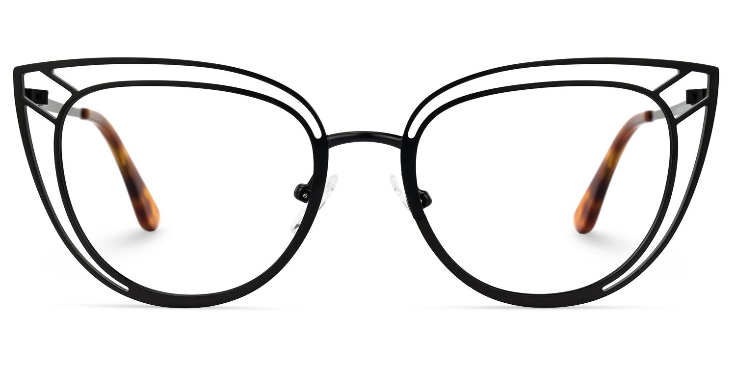 Adah - Cat Eye Black Eyeglasses | Vooglam Angle View