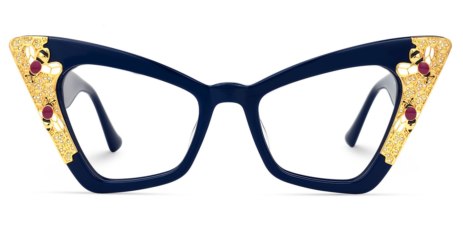Adalet - Cat Eye Blue Eyeglasses | Vooglam Angle View