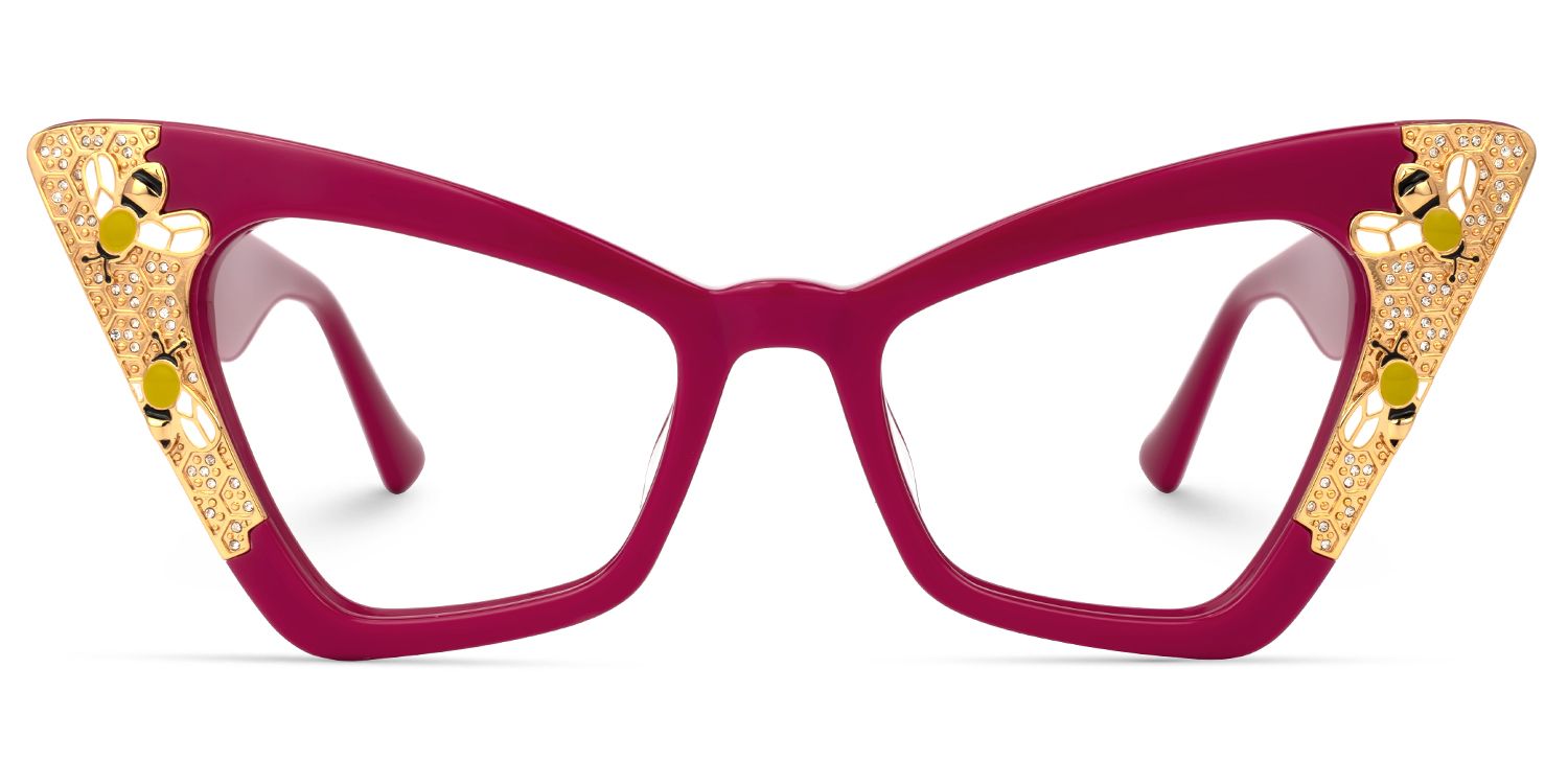 Adalet - Cat Eye Red Eyeglasses | Vooglam Angle View