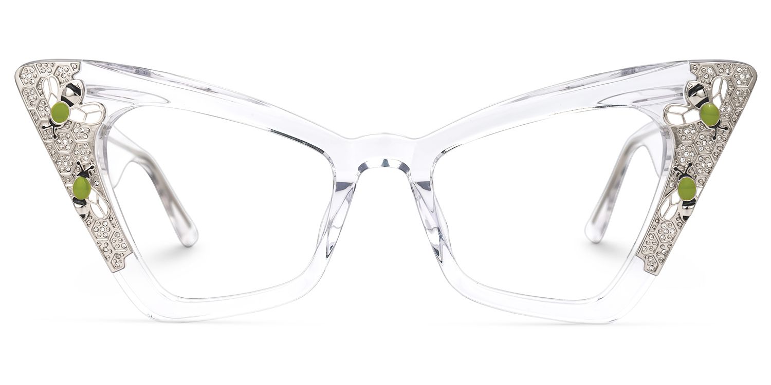 Adalet - Cat Eye Crystal Eyeglasses | Vooglam Angle View